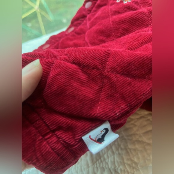 Vintage 90s baby 2 piece Red Quilted Corduroy Penguin Outfit : Jacket + Pants - Picture 12 of 16